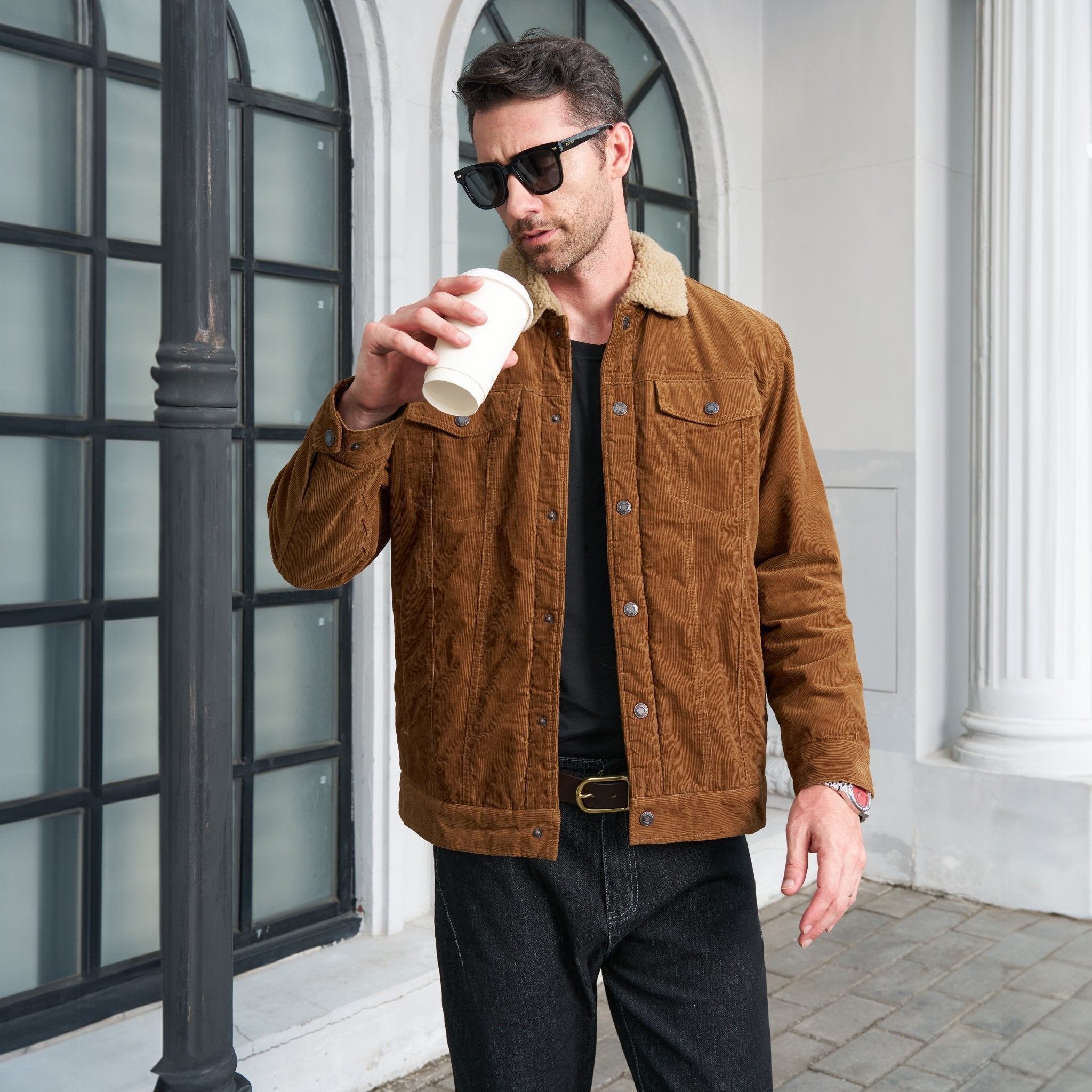 Men's Sherpa-Lined Corduroy Jacket - Warm Winter Coat for Ultimate Comfort