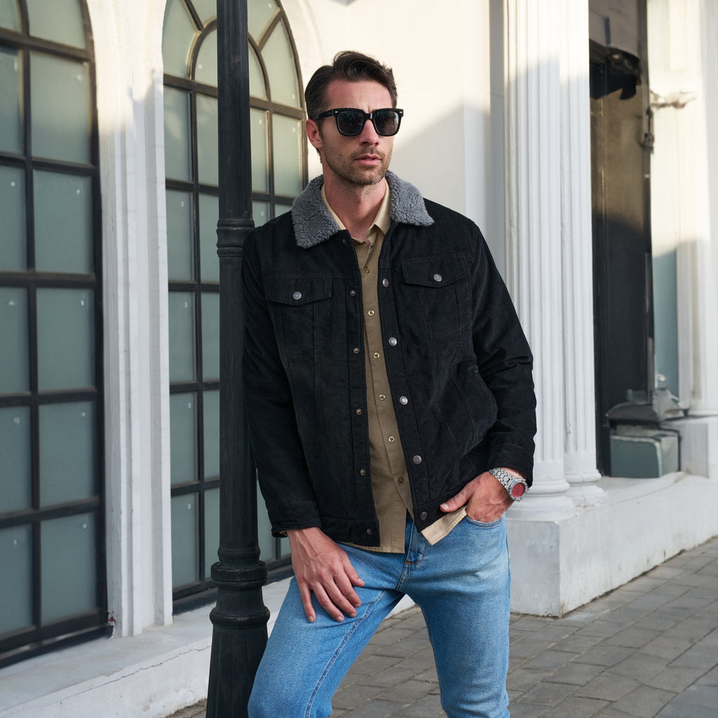 Men's Sherpa-Lined Corduroy Jacket - Warm Winter Coat for Ultimate Comfort