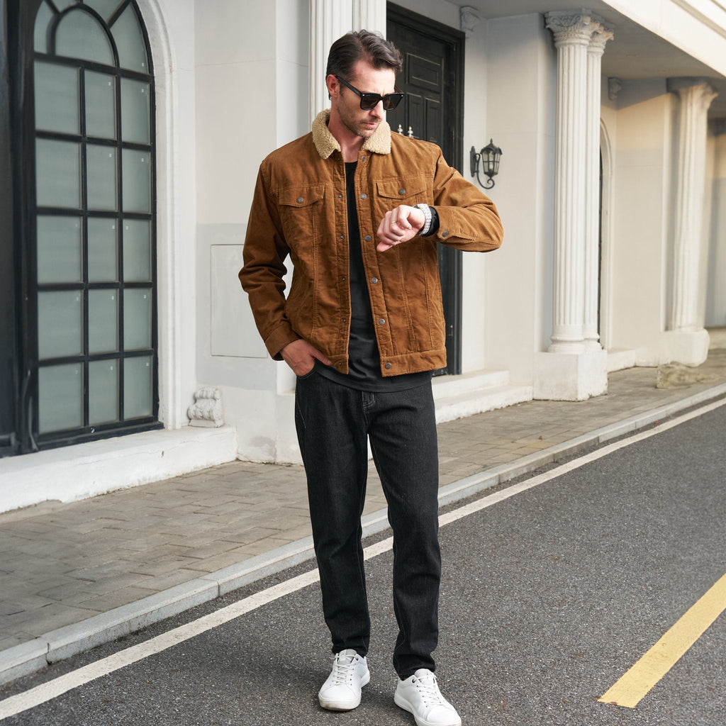 Men's Sherpa-Lined Corduroy Jacket - Warm Winter Coat for Ultimate Comfort