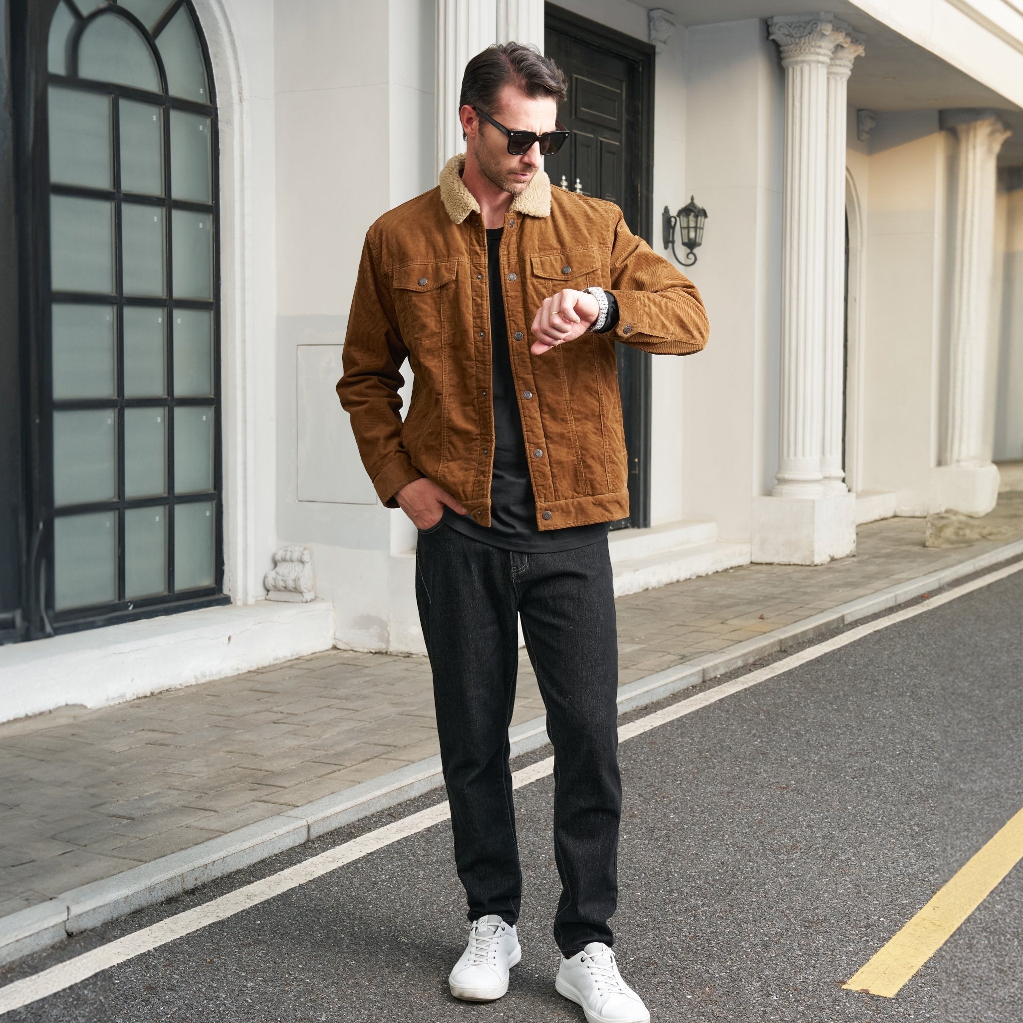 Men's Sherpa-Lined Corduroy Jacket - Warm Winter Coat for Ultimate Comfort