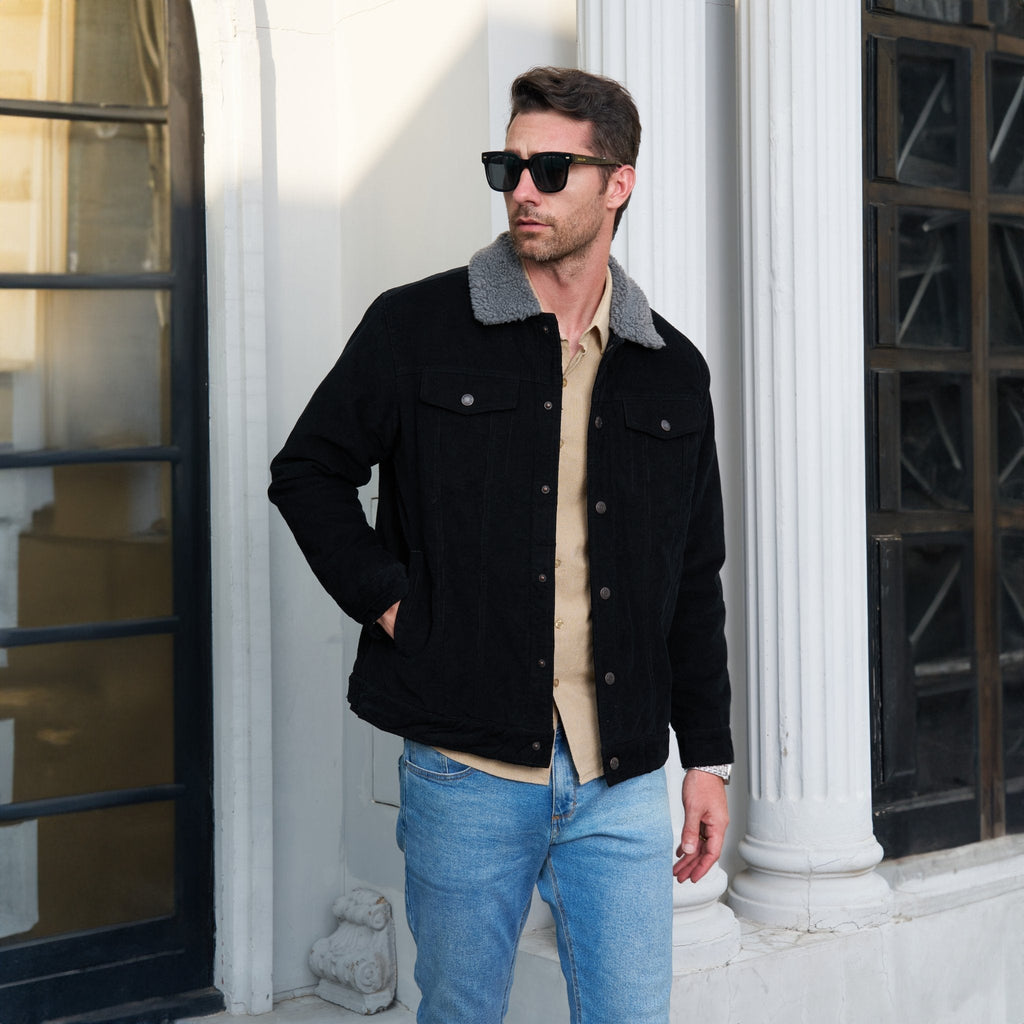 Men's Sherpa-Lined Corduroy Jacket - Warm Winter Coat for Ultimate Comfort