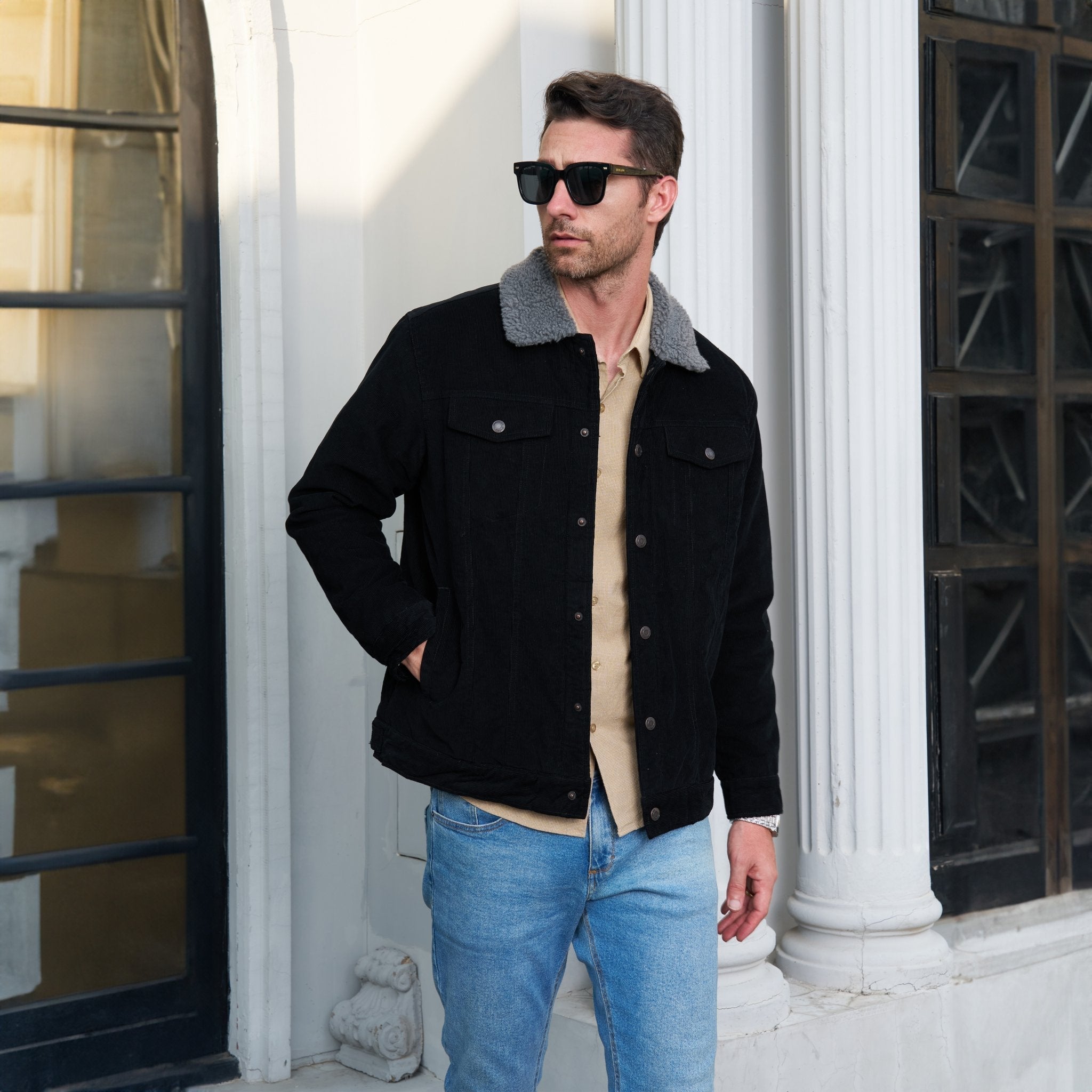 Men's Sherpa-Lined Corduroy Jacket - Warm Winter Coat for Ultimate Comfort