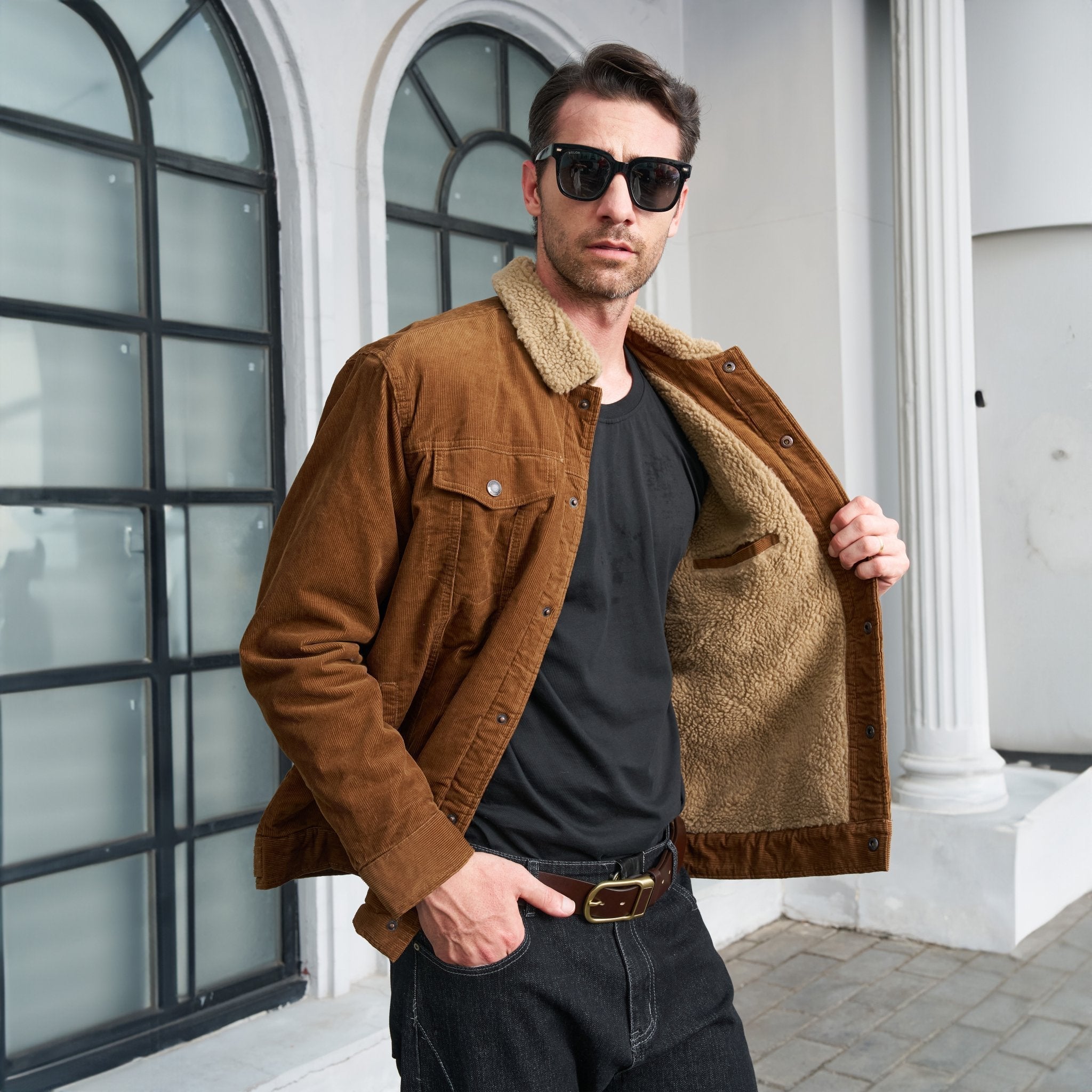 Men's Sherpa-Lined Corduroy Jacket - Warm Winter Coat for Ultimate Comfort