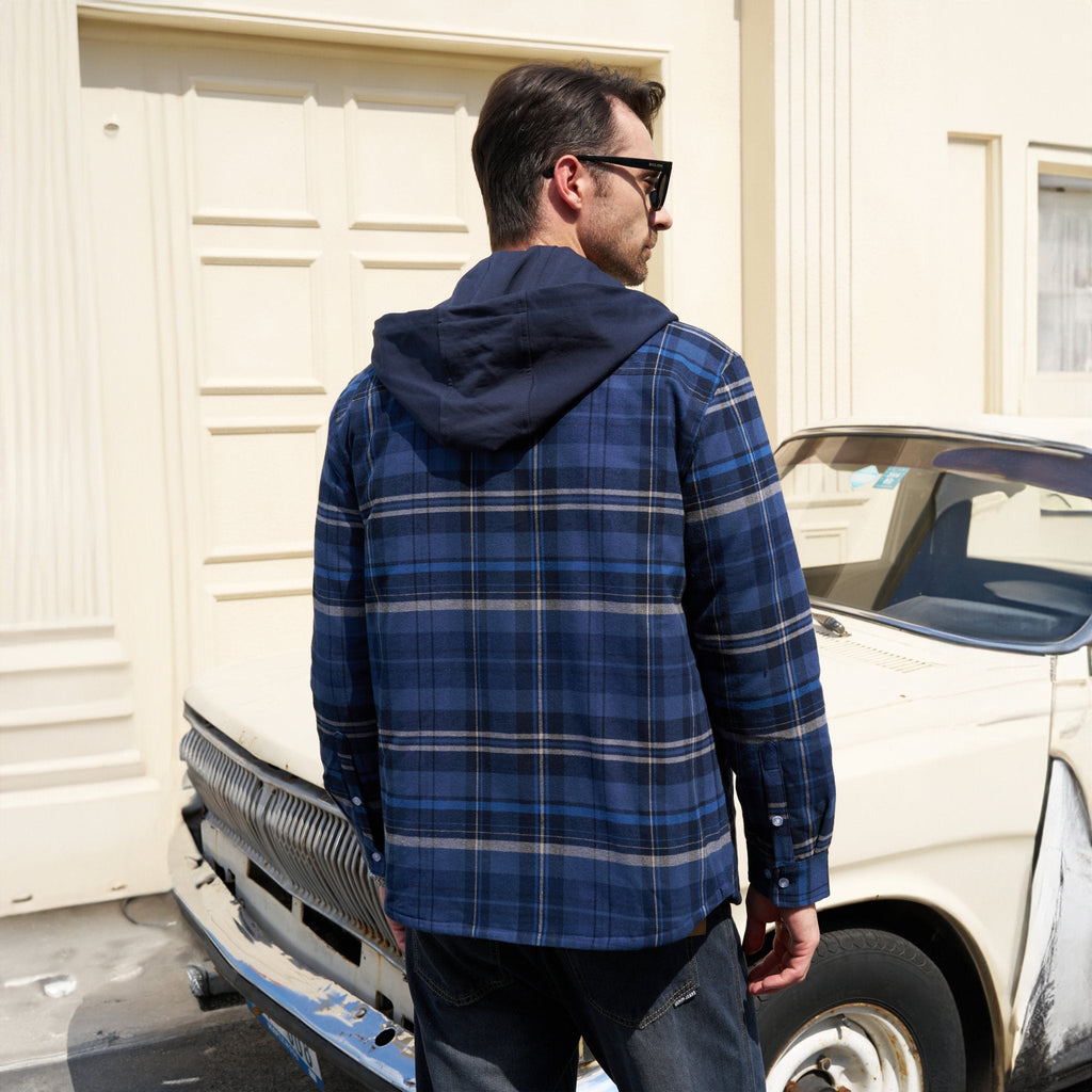 Men's Flannel Jacket with Removable Hood - 5 Pocket Design for Ultimate Comfort and Style