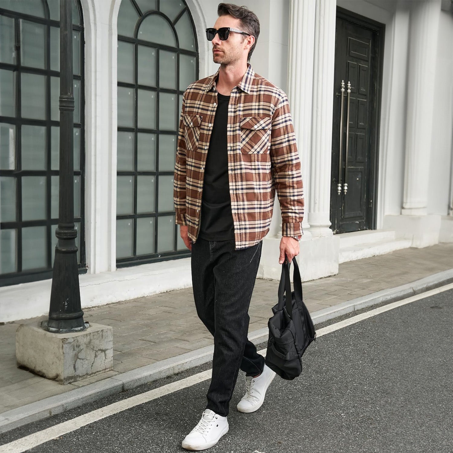 Men's Fleece-Lined Flannel Shirt Jacket - Warm Cotton Winter Coat for Ultimate Comfort