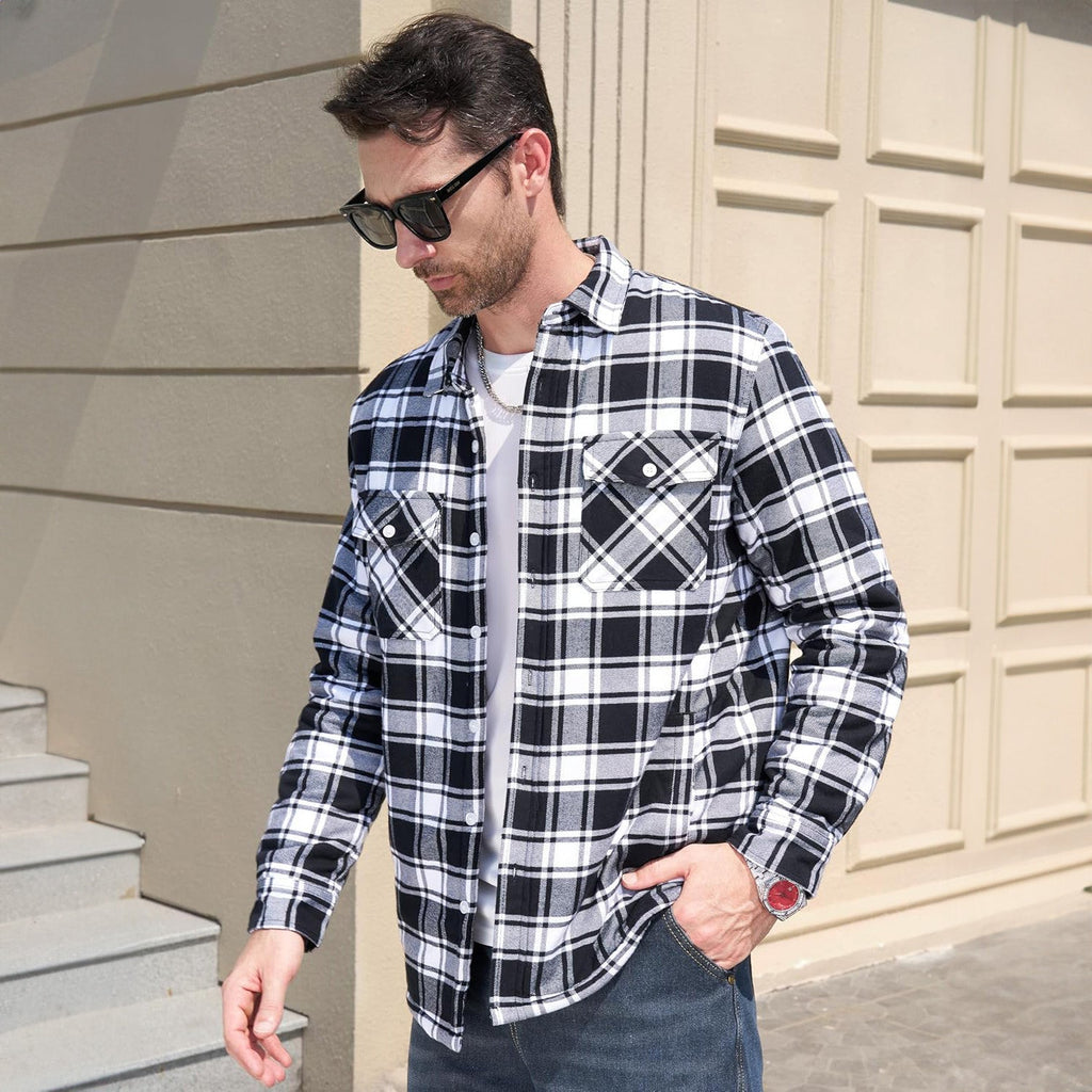Men's Fleece-Lined Flannel Shirt Jacket - Warm Cotton Winter Coat for Ultimate Comfort
