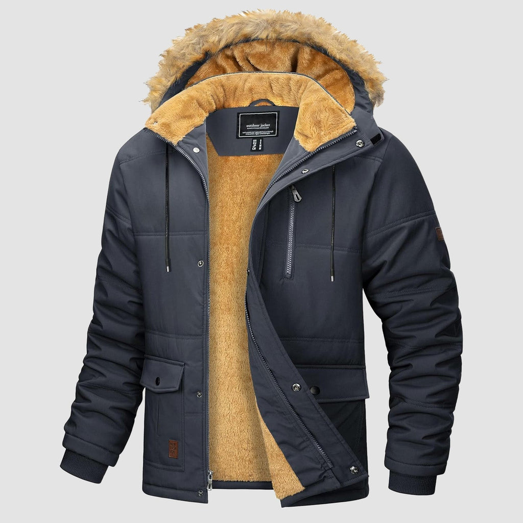 Men's Hooded Fleece-Lined Parka Jacket - Warm Puffer Coat for Ultimate Comfort and Style