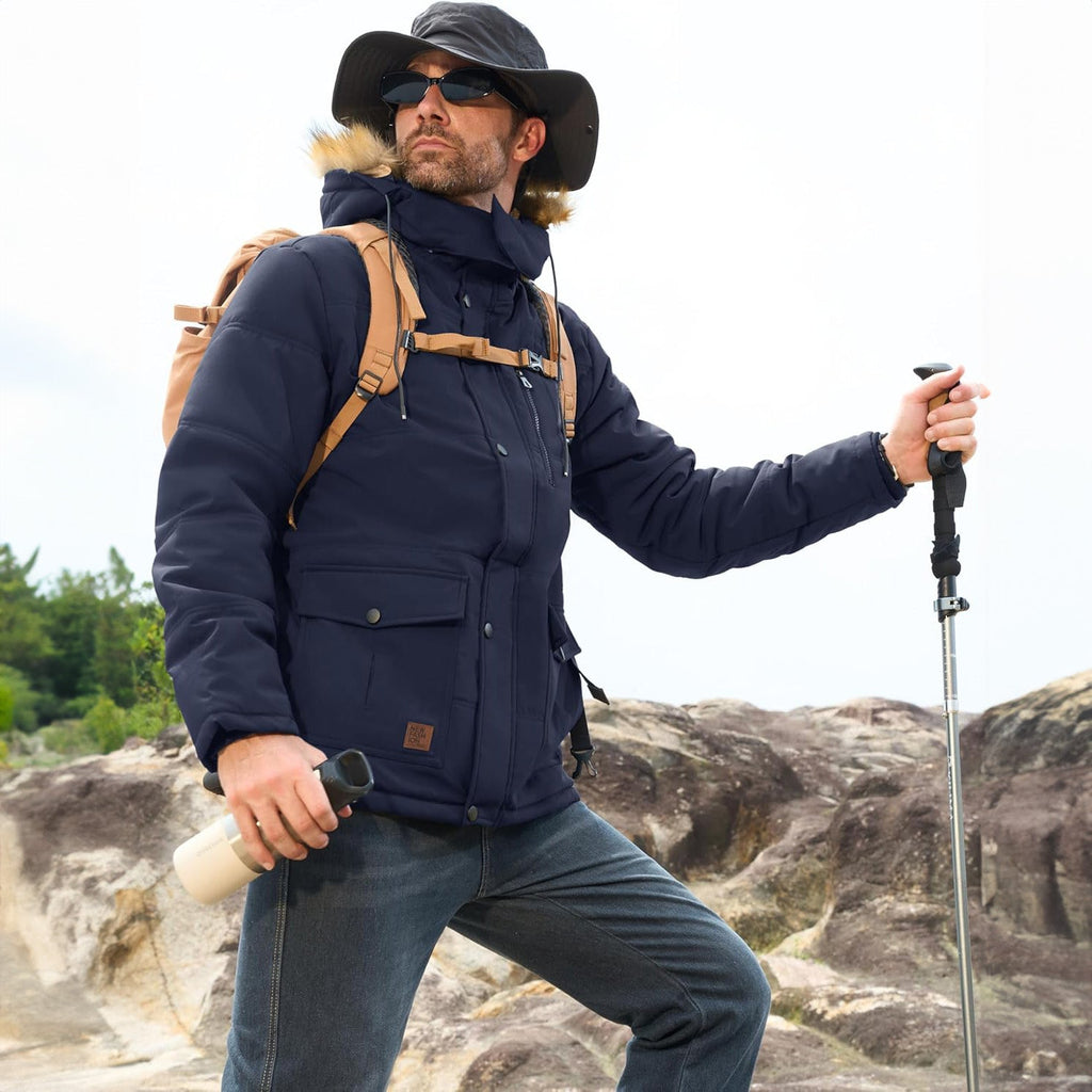 Men's Hooded Fleece-Lined Parka Jacket - Warm Puffer Coat for Ultimate Comfort and Style