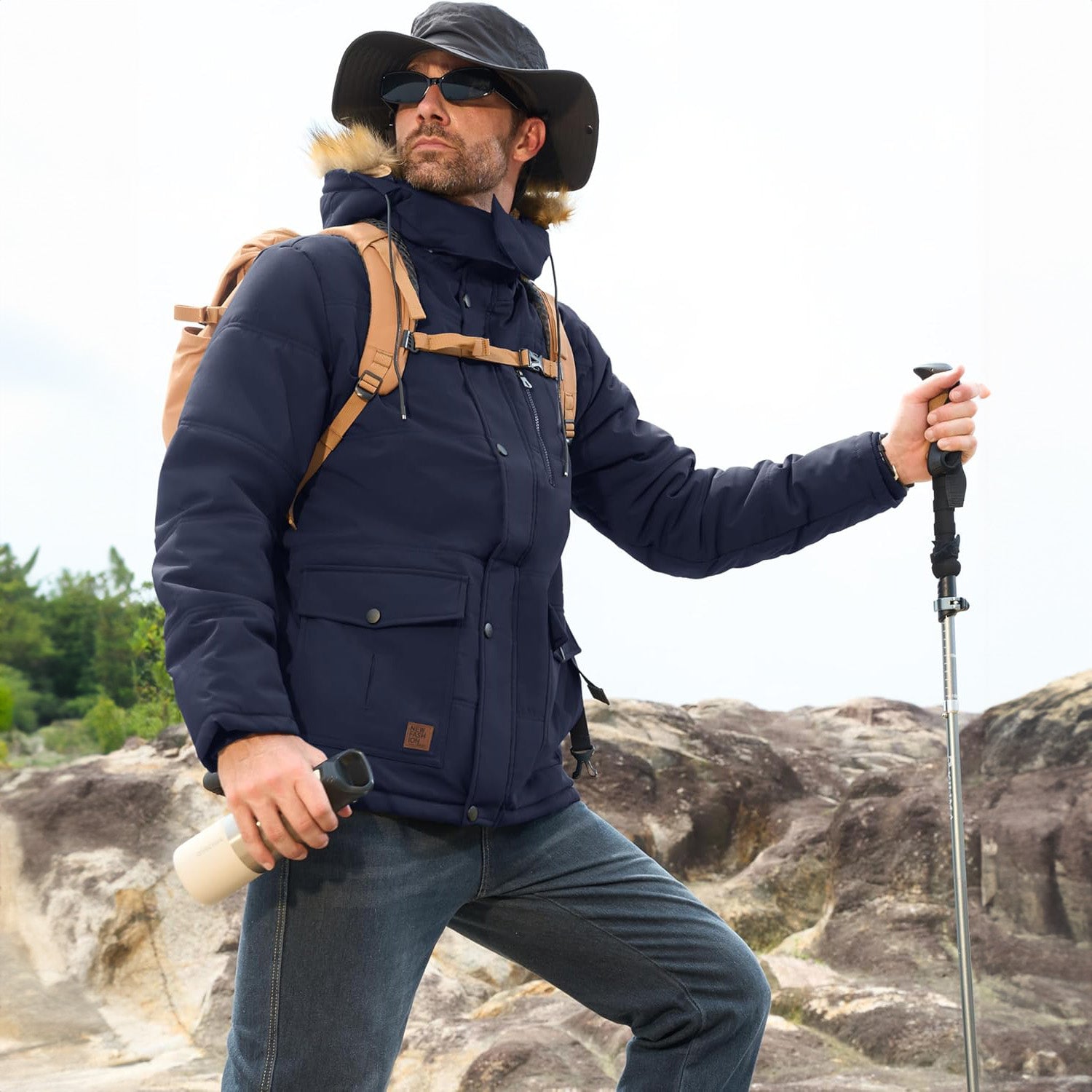 Men's Hooded Fleece-Lined Parka Jacket - Warm Puffer Coat for Ultimate Comfort and Style