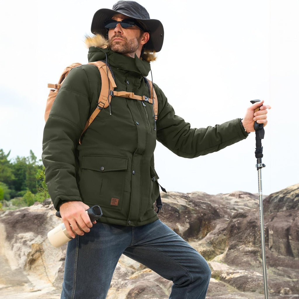 Men's Hooded Fleece-Lined Parka Jacket - Warm Puffer Coat for Ultimate Comfort and Style