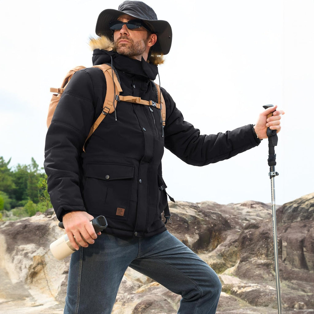 Men's Hooded Fleece-Lined Parka Jacket - Warm Puffer Coat for Ultimate Comfort and Style