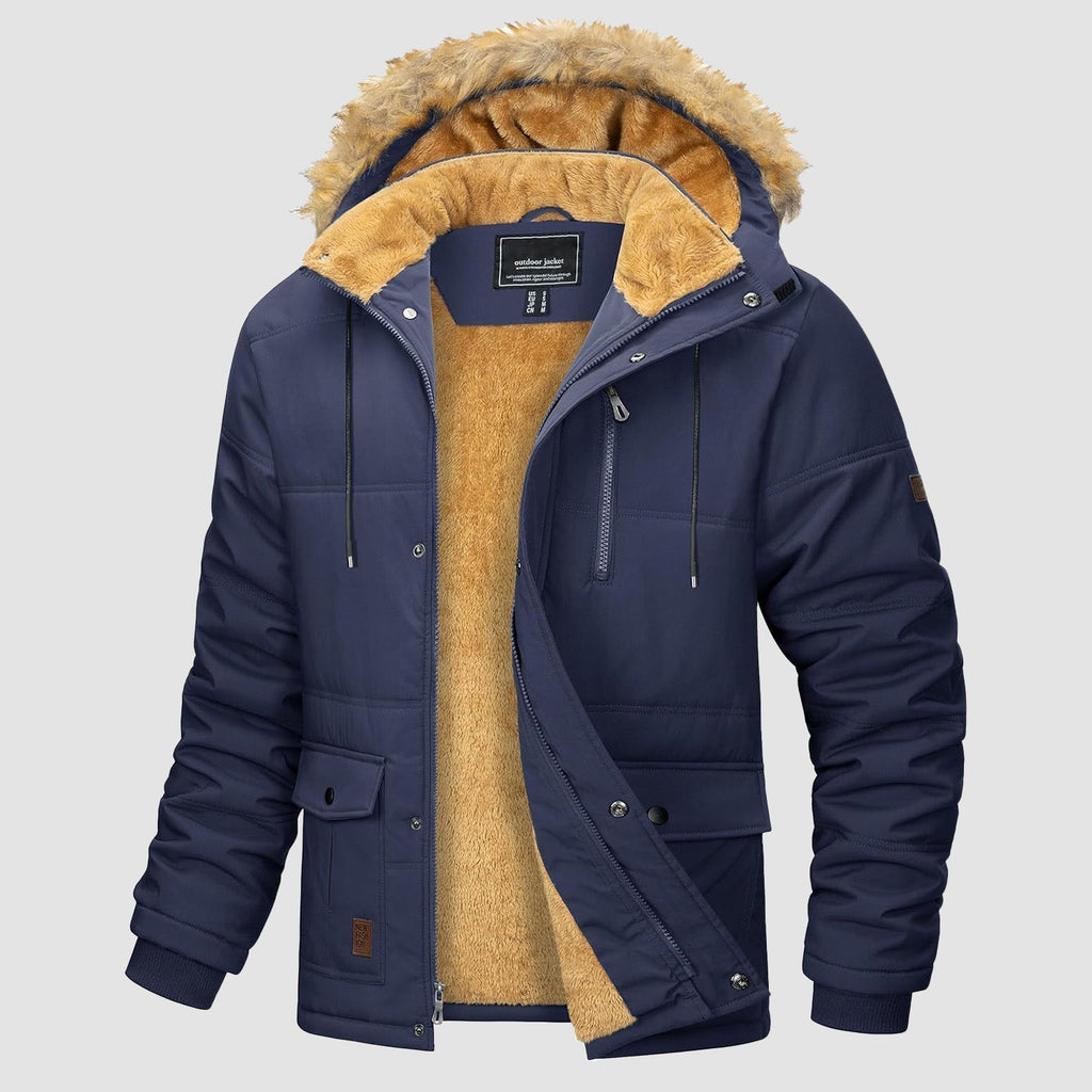 Men's Hooded Fleece-Lined Parka Jacket - Warm Puffer Coat for Ultimate Comfort and Style