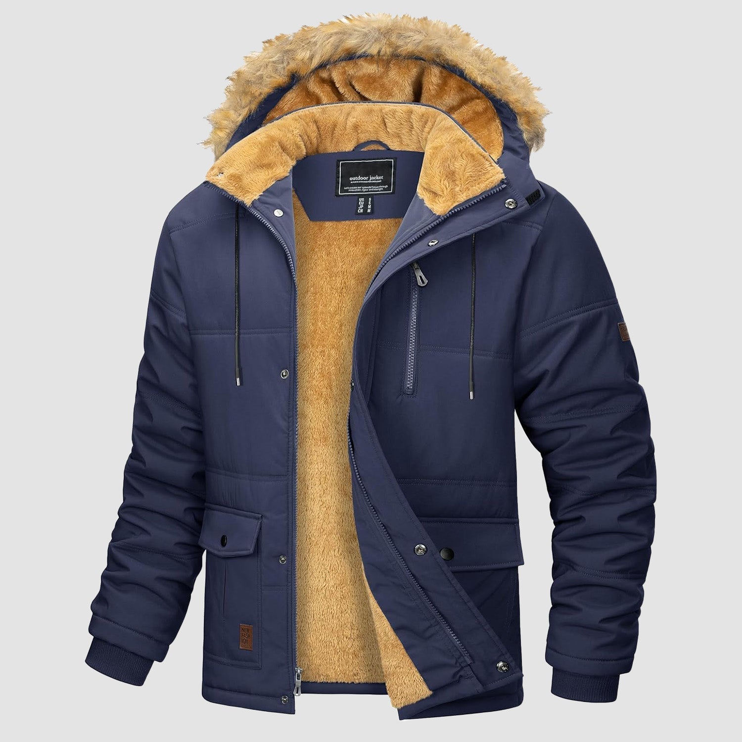 Men's Hooded Fleece-Lined Parka Jacket - Warm Puffer Coat for Ultimate Comfort and Style
