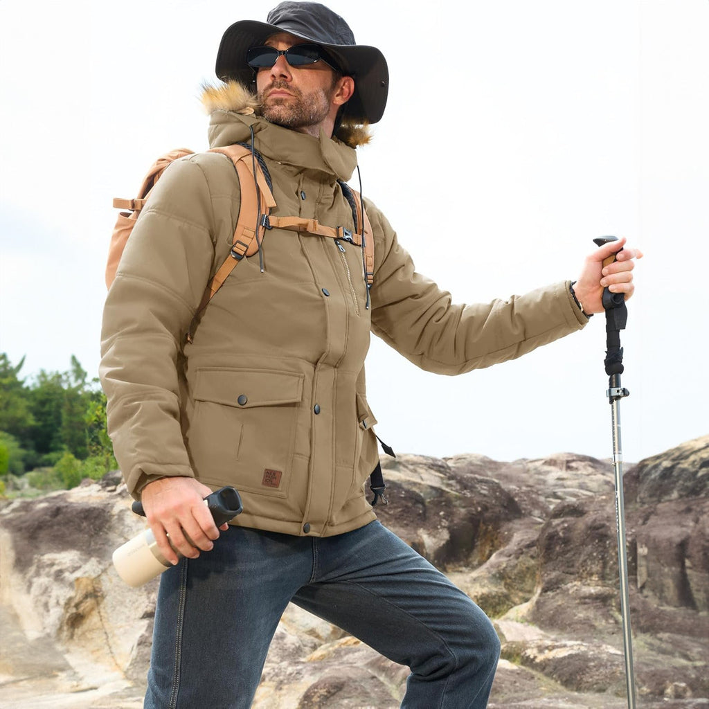 Men's Hooded Fleece-Lined Parka Jacket - Warm Puffer Coat for Ultimate Comfort and Style