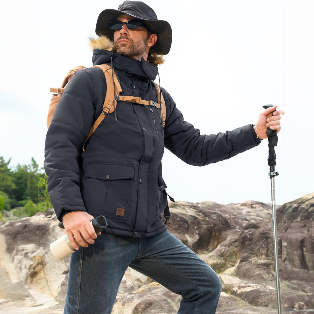 Men's Hooded Fleece-Lined Parka Jacket - Warm Puffer Coat for Ultimate Comfort and Style