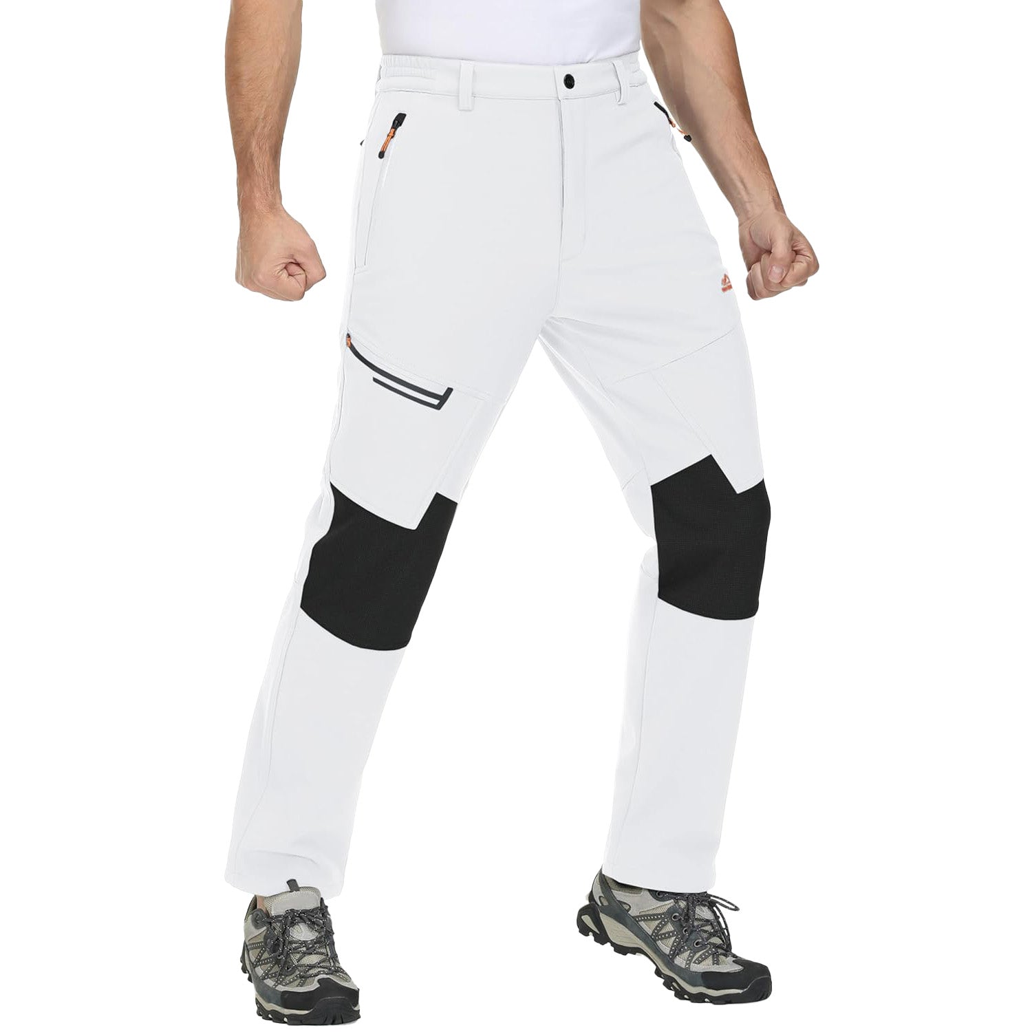 Men's Water-Resistant Fleece-Lined Ski Pants with 4 Zip Pockets - Ultimate Comfort & Warmth for Winter Sports