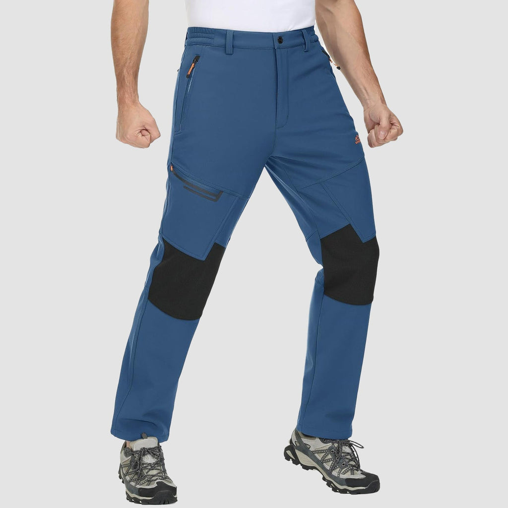Men's Water-Resistant Fleece-Lined Ski Pants with 4 Zip Pockets - Ultimate Comfort & Warmth for Winter Sports