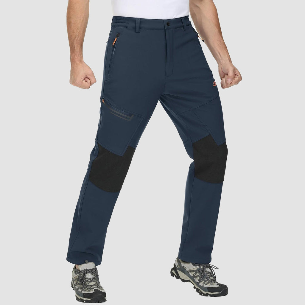 Men's Water-Resistant Fleece-Lined Ski Pants with 4 Zip Pockets - Ultimate Comfort & Warmth for Winter Sports