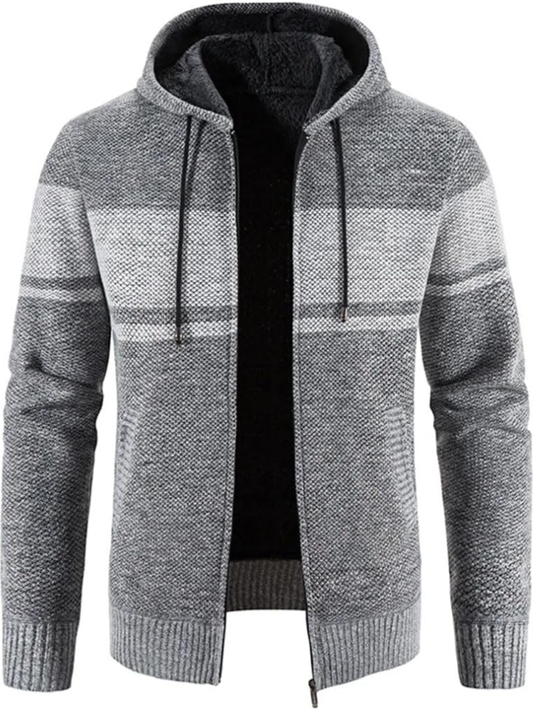 Men's Zip-Up Hoodie Cardigan with Lined Interior, Adjustable Drawstring Hood, and Comfortable Fit - Perfect for Casual Wear and Outdoor Activities