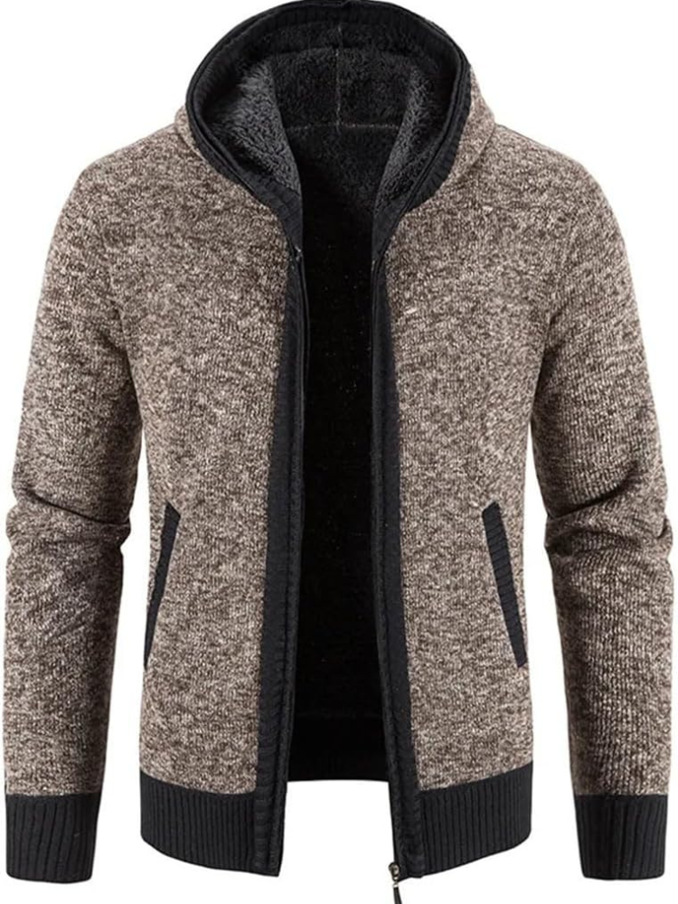 Men's Zip-Up Hoodie Cardigan with Lined Interior, Adjustable Drawstring Hood, and Comfortable Fit - Perfect for Casual Wear and Outdoor Activities