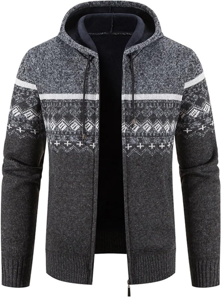 Men's Zip-Up Hoodie Cardigan with Lined Interior, Adjustable Drawstring Hood, and Comfortable Fit - Perfect for Casual Wear and Outdoor Activities