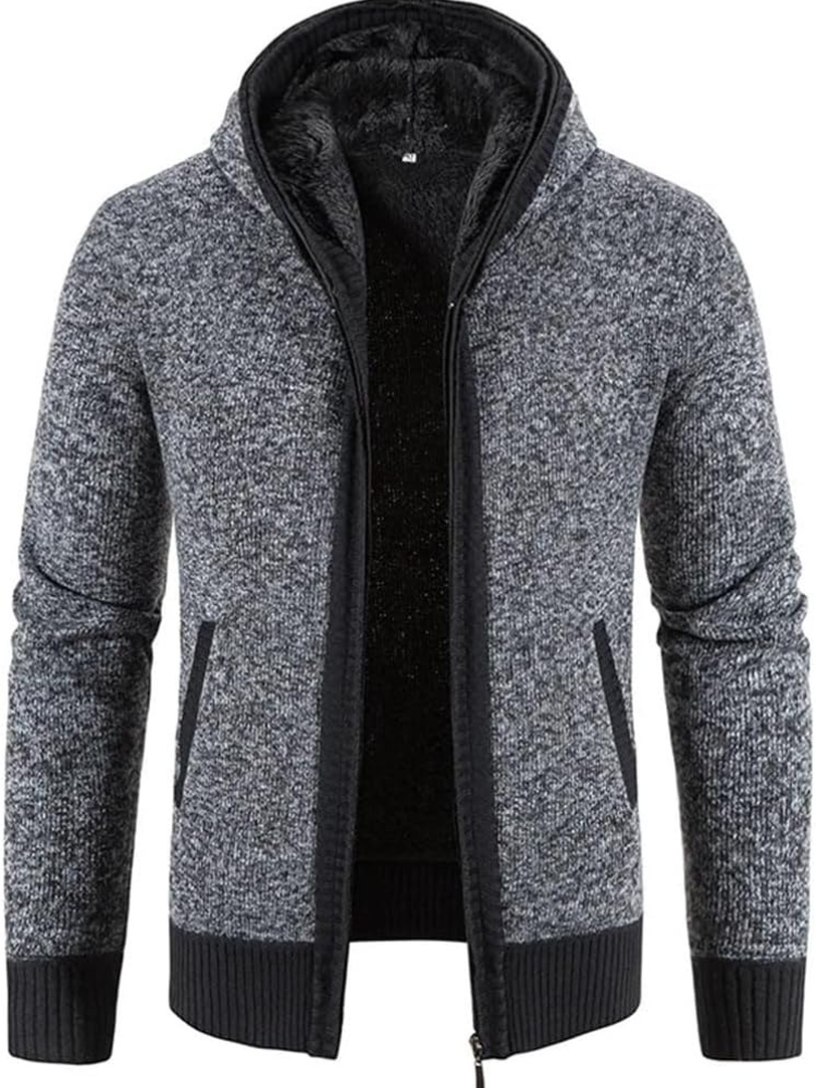 Men's Zip-Up Hoodie Cardigan with Lined Interior, Adjustable Drawstring Hood, and Comfortable Fit - Perfect for Casual Wear and Outdoor Activities