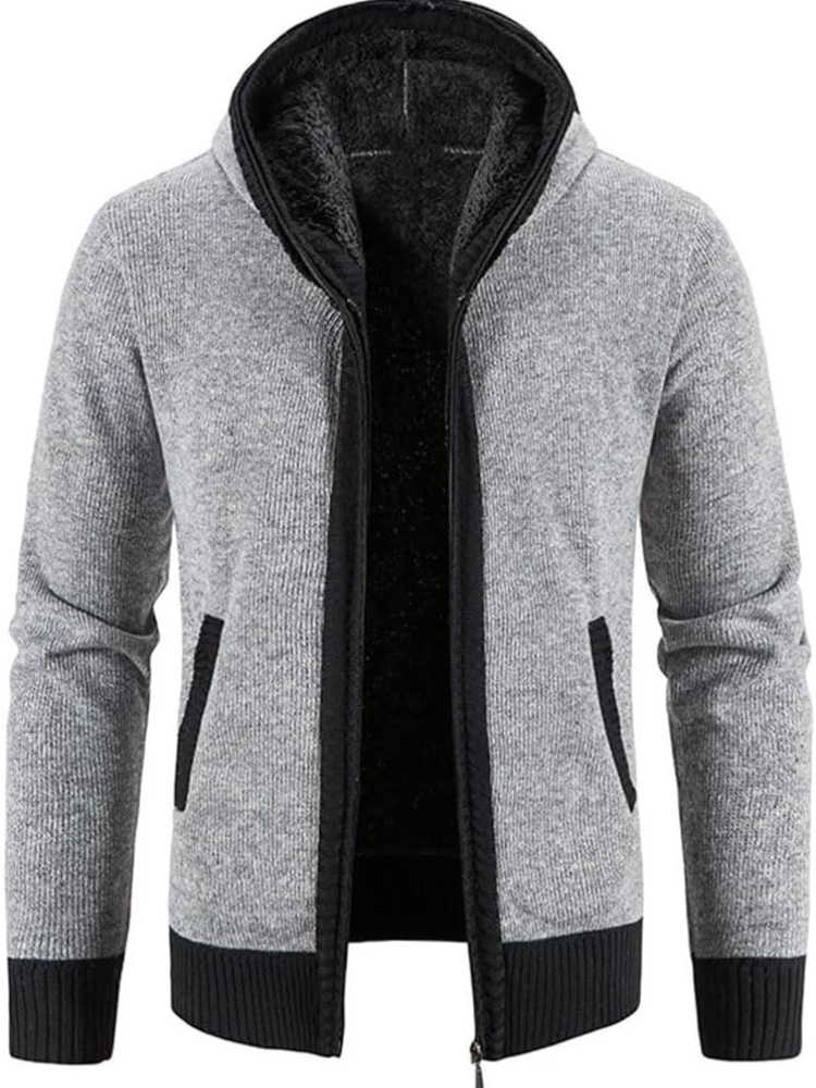 Men's Zip-Up Hoodie Cardigan with Lined Interior, Adjustable Drawstring Hood, and Comfortable Fit - Perfect for Casual Wear and Outdoor Activities