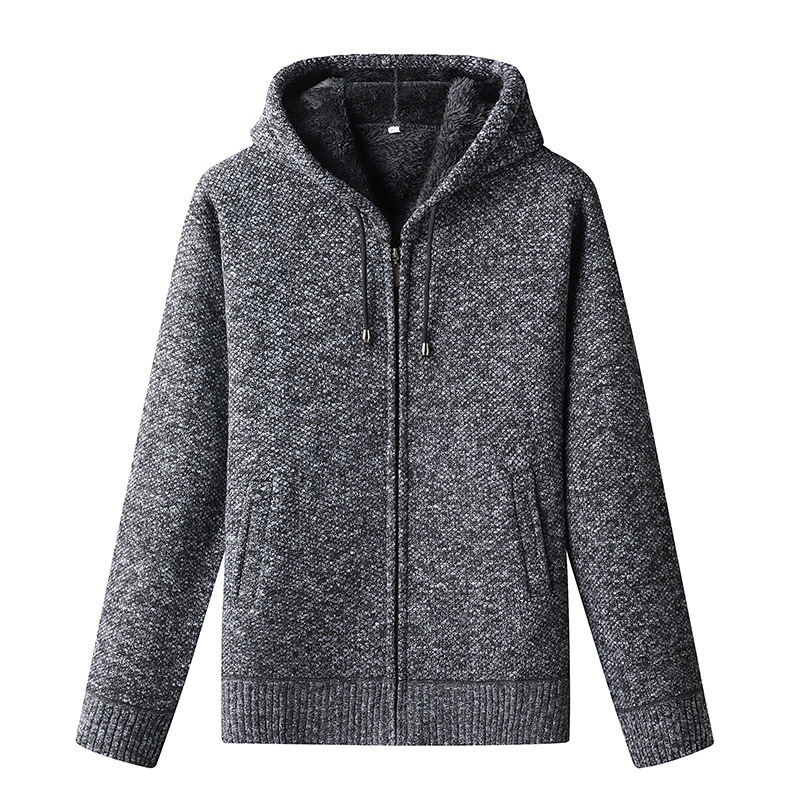 Men's Soft Lined Knitted Zip-Up Hoodie Cardigan with Hood - Cozy & Stylish Outerwear for Every Season
