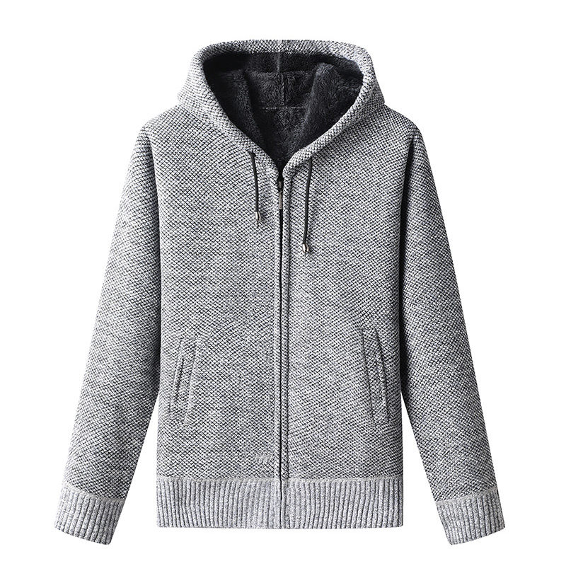 Men's Soft Lined Knitted Zip-Up Hoodie Cardigan with Hood - Cozy & Stylish Outerwear for Every Season