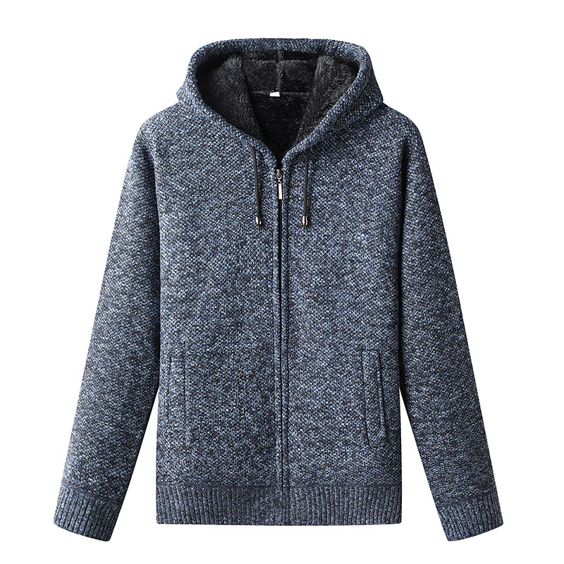 Men's Soft Lined Knitted Zip-Up Hoodie Cardigan with Hood - Cozy & Stylish Outerwear for Every Season