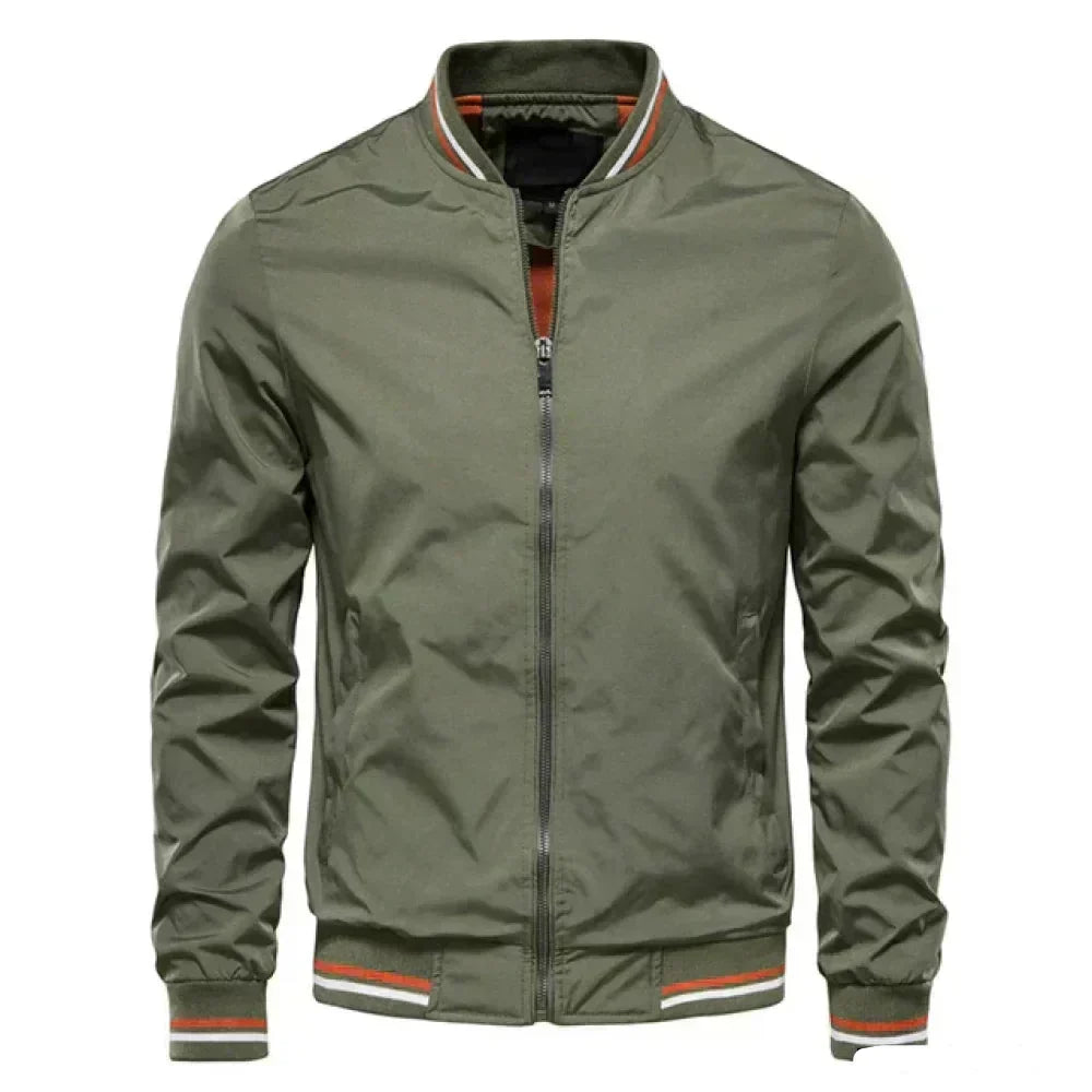 Men's Lightweight Striped Bomber Jacket for Summer - Stylish & Breathable Outerwear