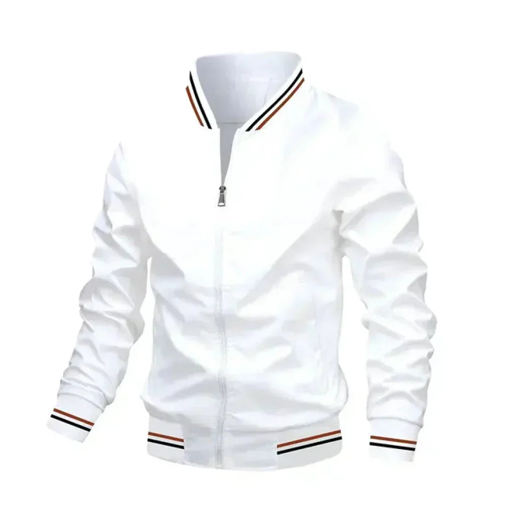 Men's Lightweight Striped Bomber Jacket for Summer - Stylish & Breathable Outerwear