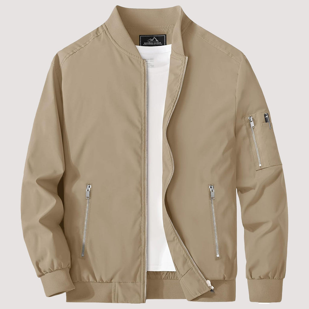 Men's Lightweight Zip-Up Bomber Jacket - Stylish Casual Windbreaker for All Seasons