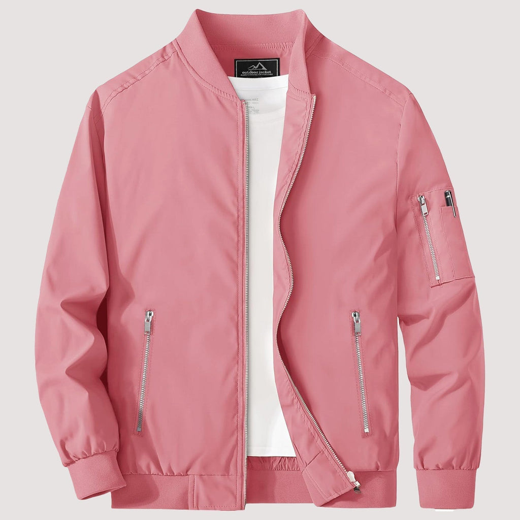 Men's Lightweight Zip-Up Bomber Jacket - Stylish Casual Windbreaker for All Seasons