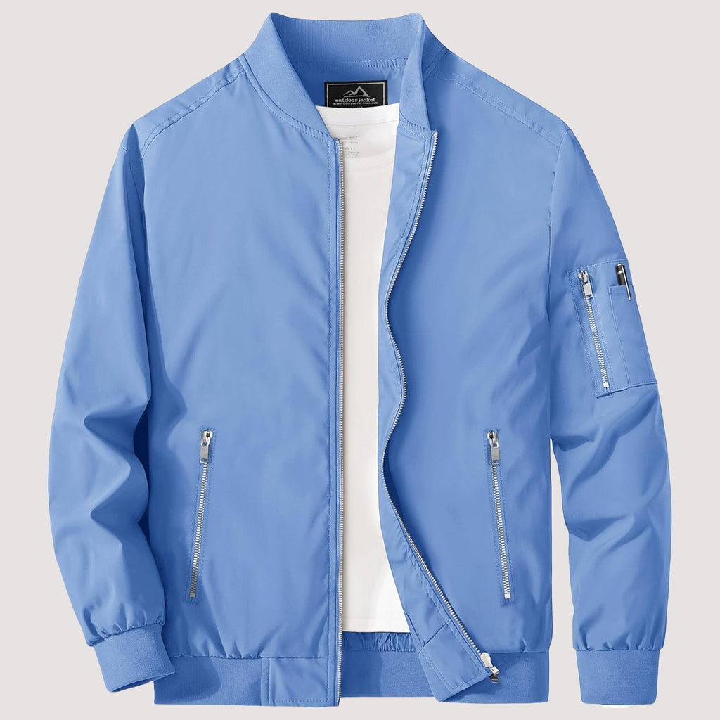 Men's Lightweight Zip-Up Bomber Jacket - Stylish Casual Windbreaker for All Seasons