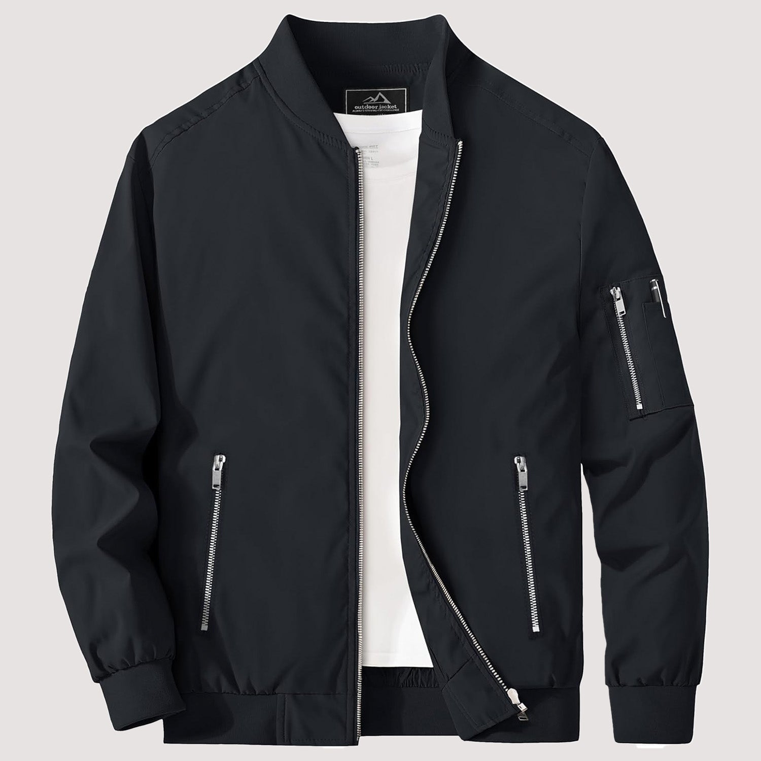 Men's Lightweight Zip-Up Bomber Jacket - Stylish Casual Windbreaker for All Seasons