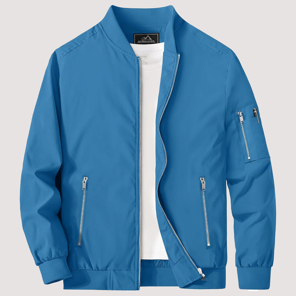 Men's Lightweight Zip-Up Bomber Jacket - Stylish Casual Windbreaker for All Seasons