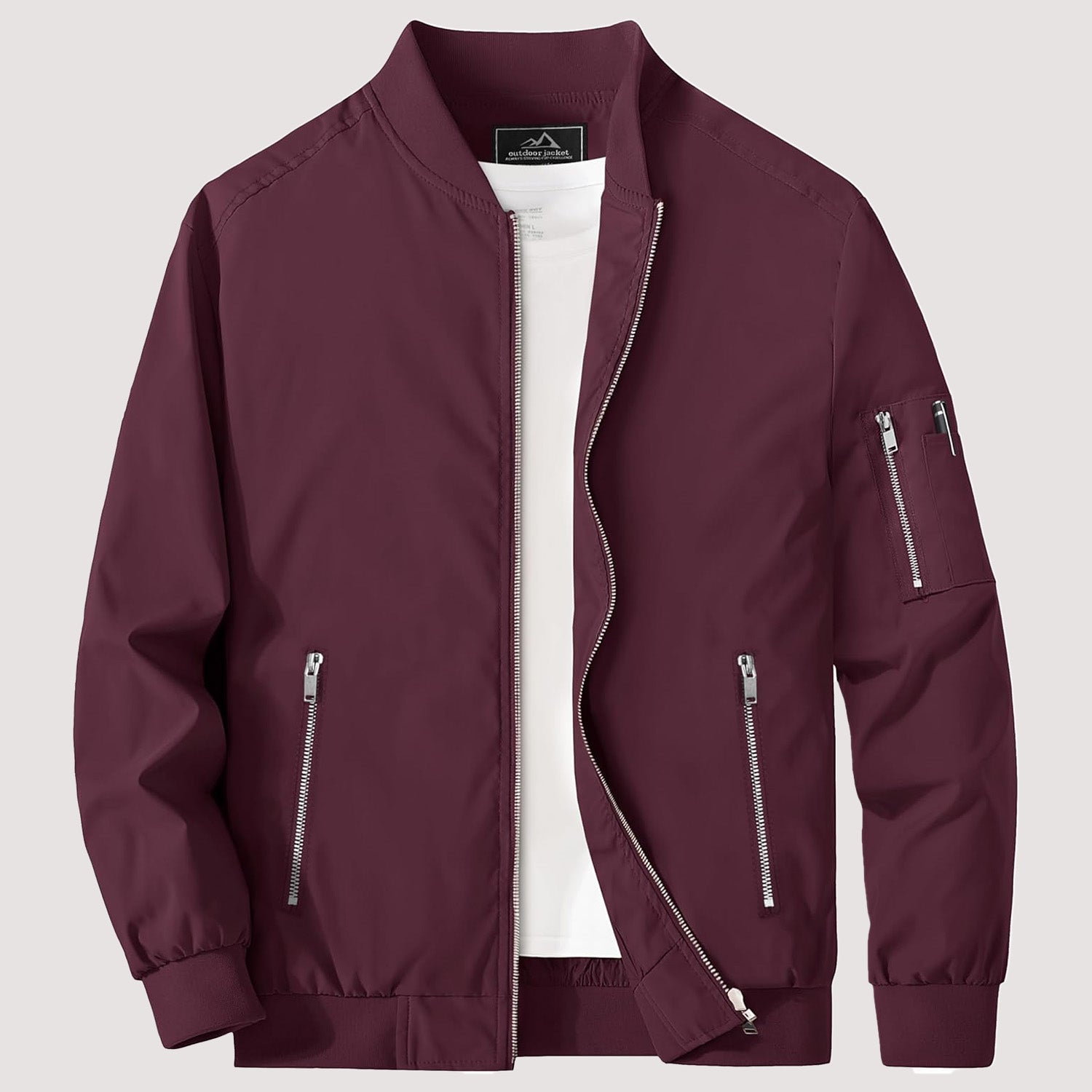Men's Lightweight Zip-Up Bomber Jacket - Stylish Casual Windbreaker for All Seasons