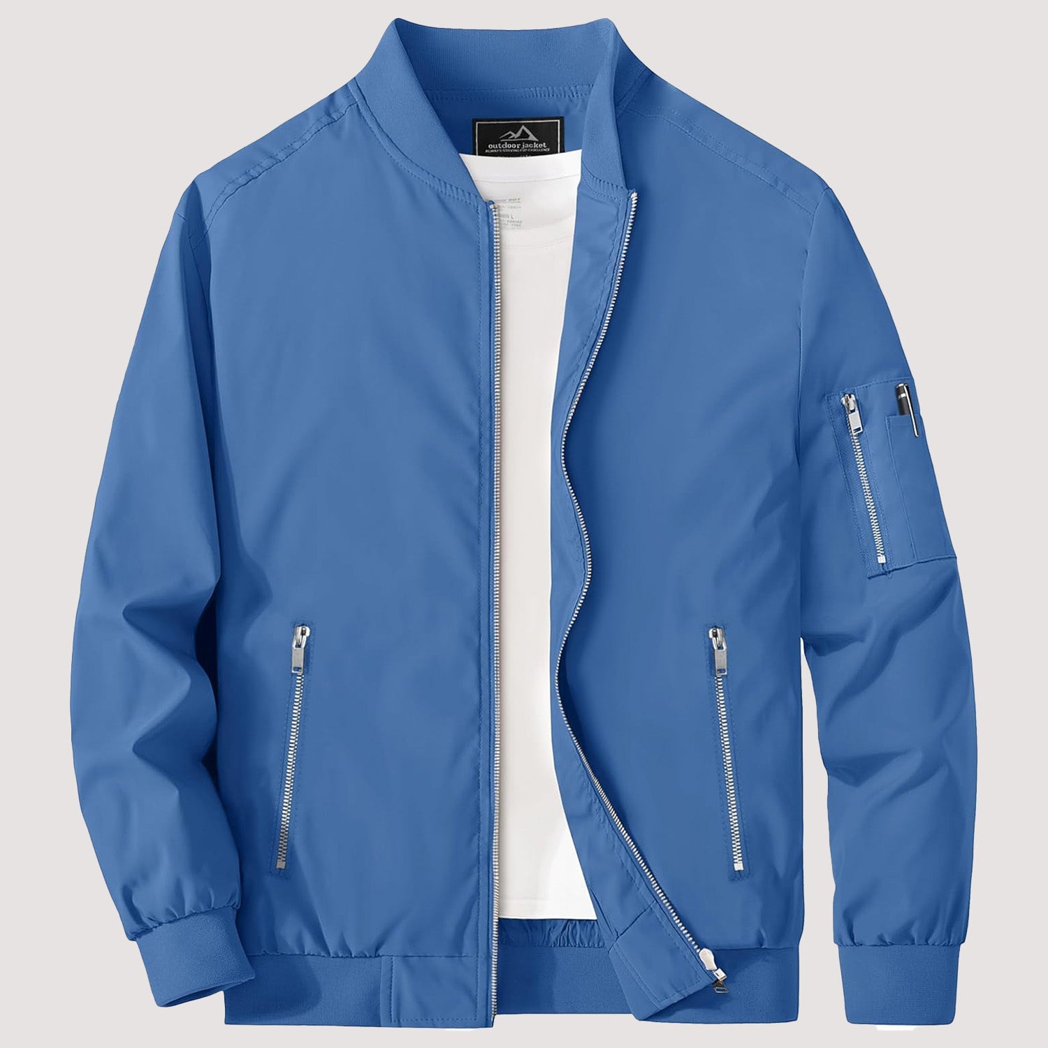 Men's Lightweight Zip-Up Bomber Jacket - Stylish Casual Windbreaker for All Seasons