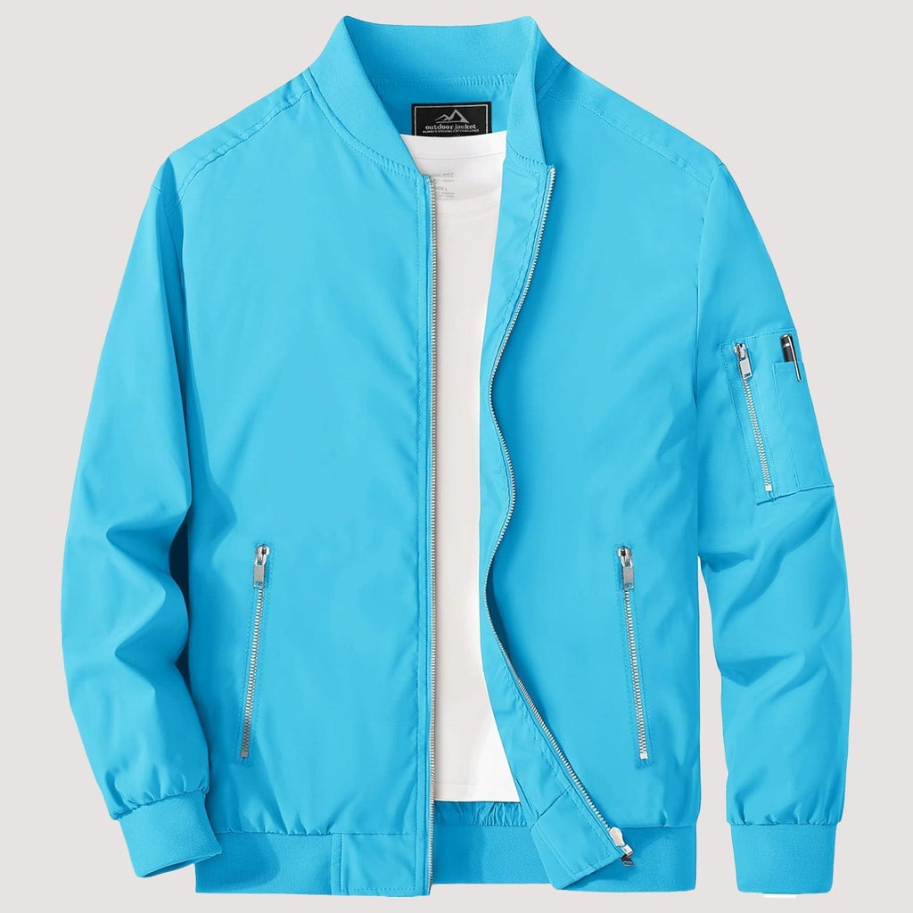 Men's Lightweight Zip-Up Bomber Jacket - Stylish Casual Windbreaker for All Seasons