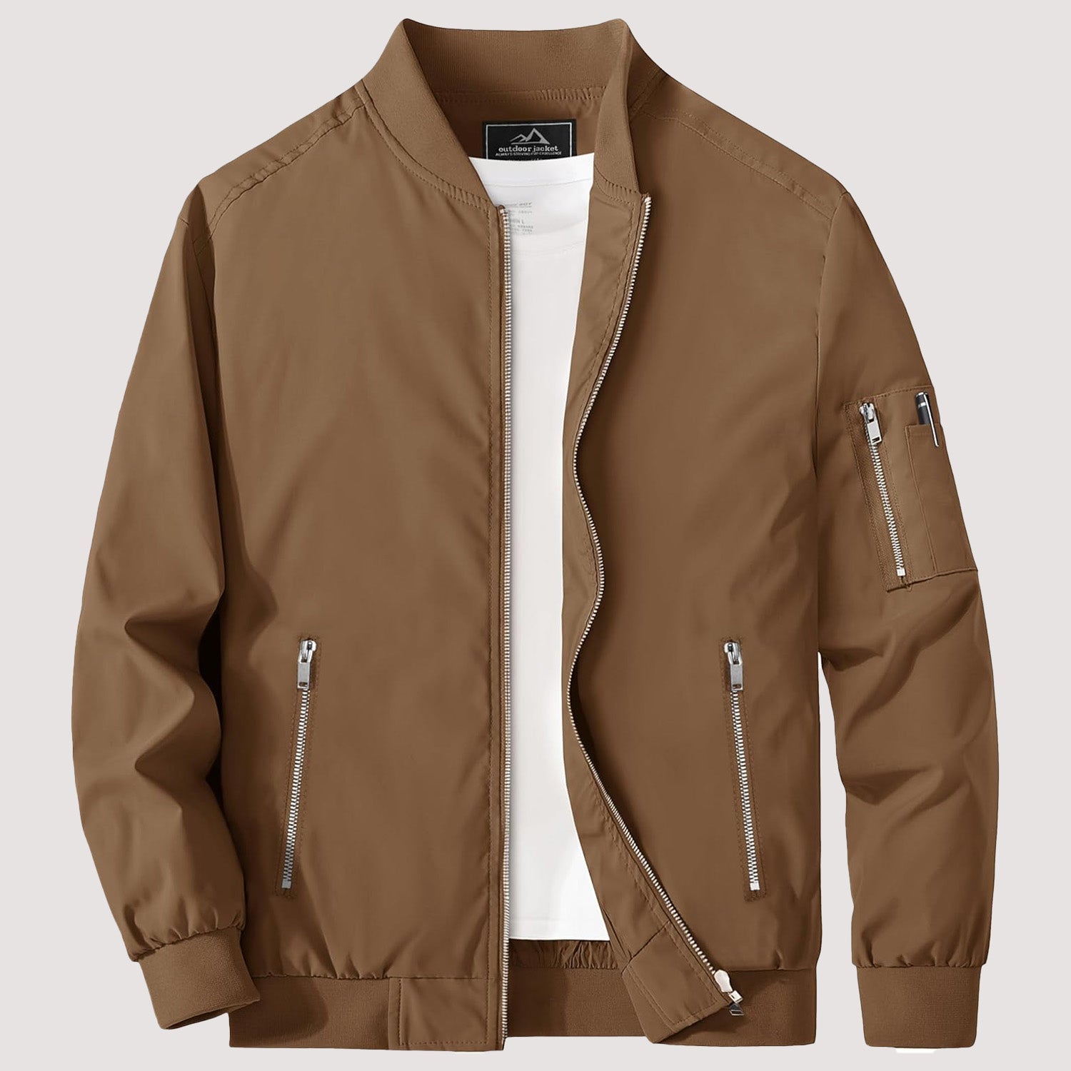 Men's Lightweight Zip-Up Bomber Jacket - Stylish Casual Windbreaker for All Seasons