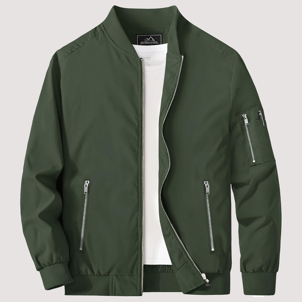 Men's Lightweight Zip-Up Bomber Jacket - Stylish Casual Windbreaker for All Seasons