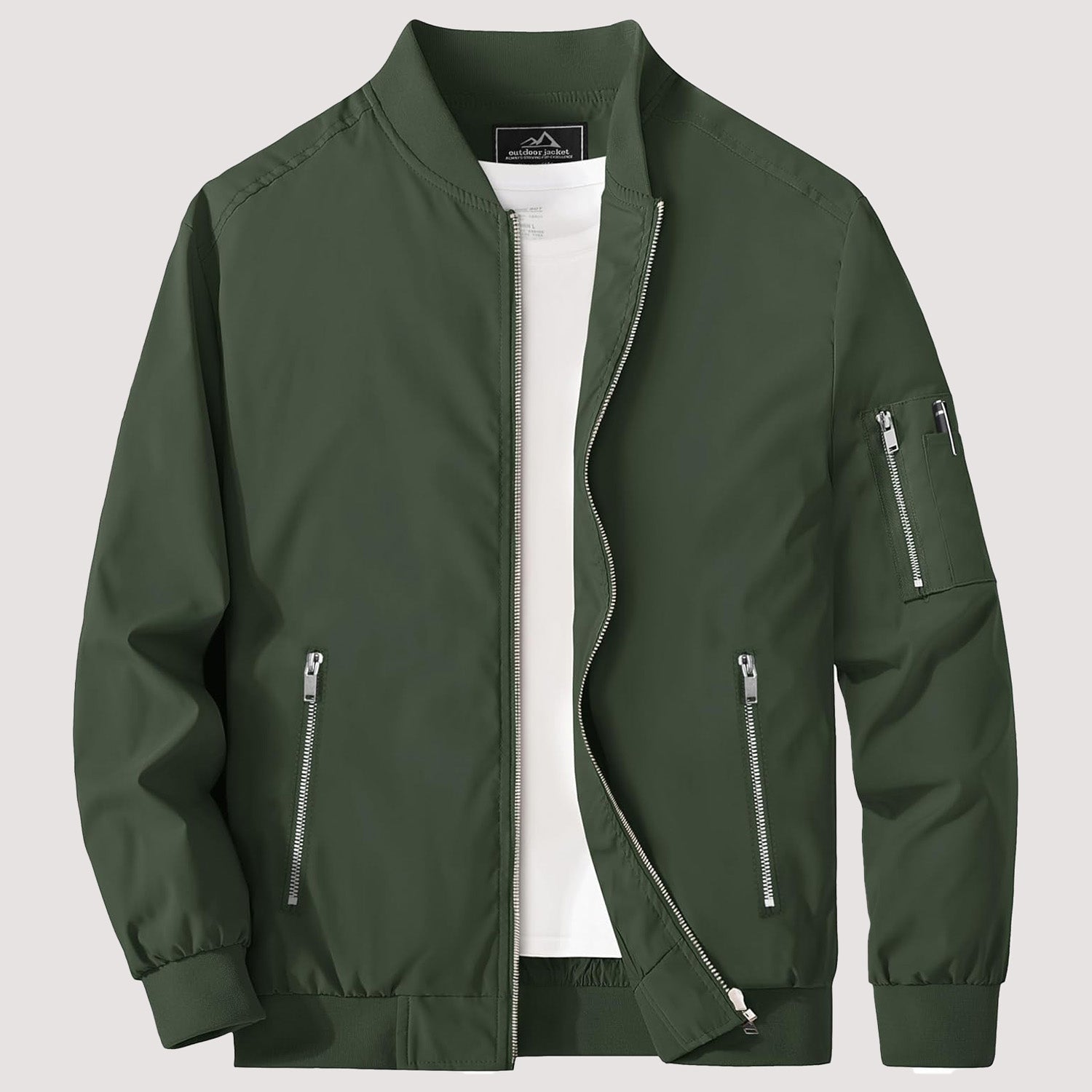 Men's Lightweight Zip-Up Bomber Jacket - Stylish Casual Windbreaker for All Seasons