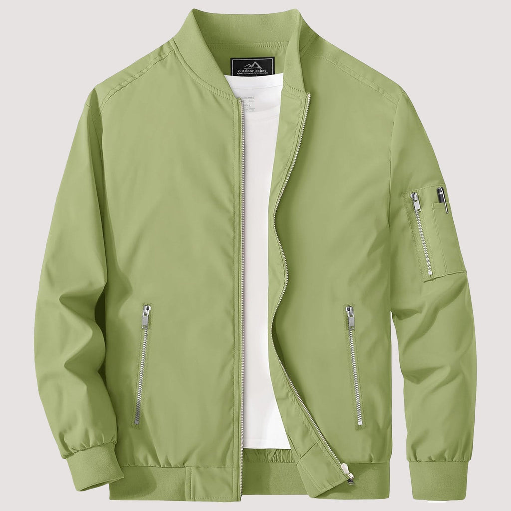Men's Lightweight Zip-Up Bomber Jacket - Stylish Casual Windbreaker for All Seasons