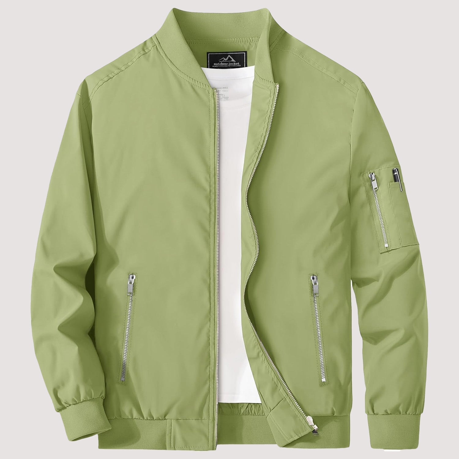 Men's Lightweight Zip-Up Bomber Jacket - Stylish Casual Windbreaker for All Seasons