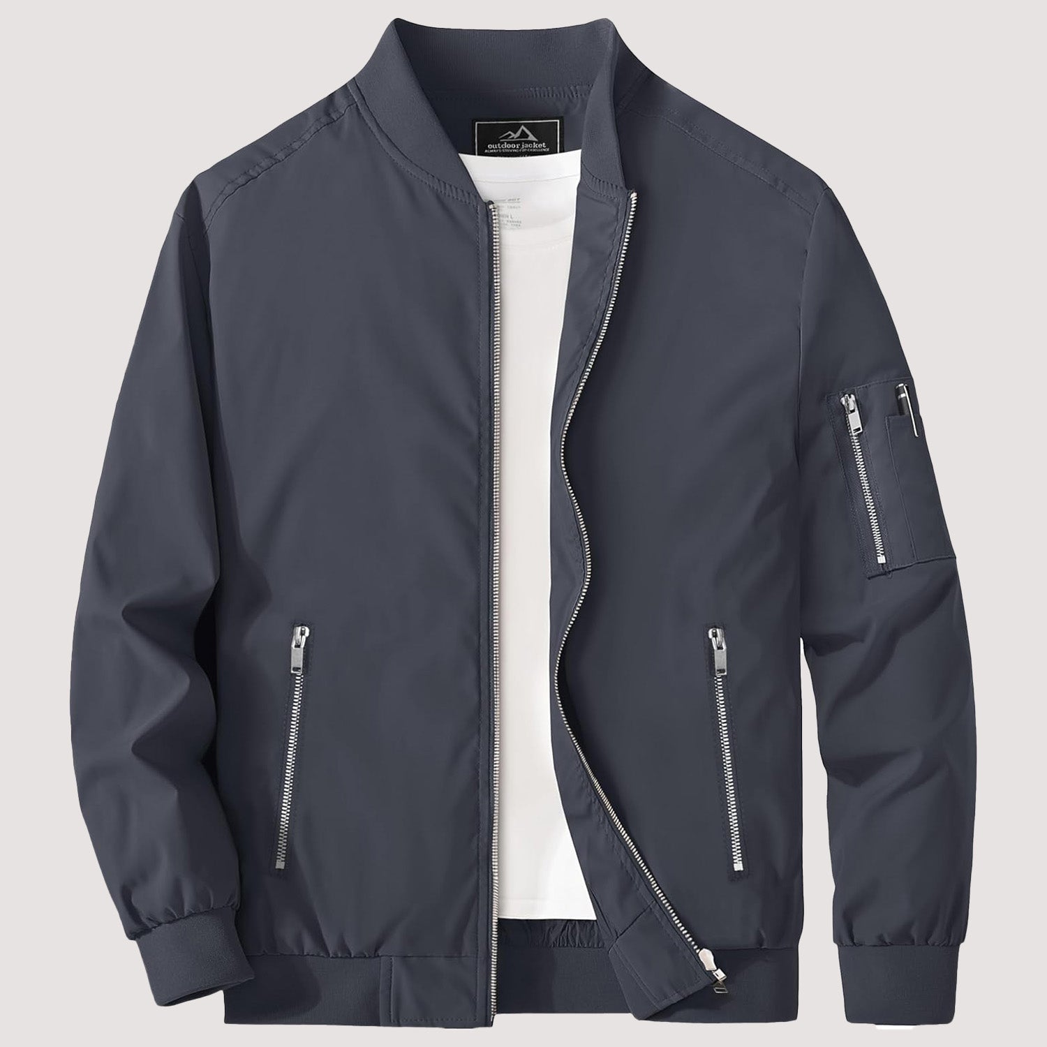 Men's Lightweight Zip-Up Bomber Jacket - Stylish Casual Windbreaker for All Seasons