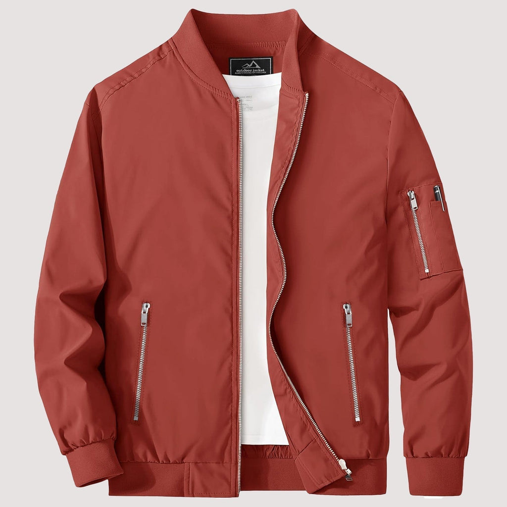 Men's Lightweight Zip-Up Bomber Jacket - Stylish Casual Windbreaker for All Seasons