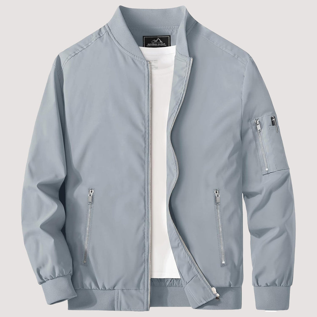 Men's Lightweight Zip-Up Bomber Jacket - Stylish Casual Windbreaker for All Seasons