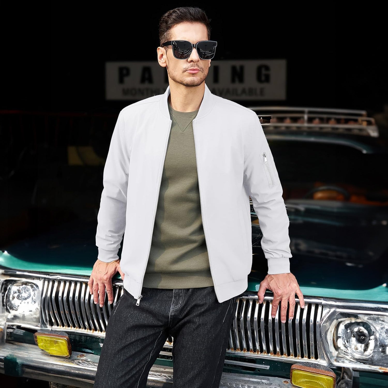 Men's Lightweight Zip-Up Bomber Jacket - Stylish Casual Windbreaker for All Seasons