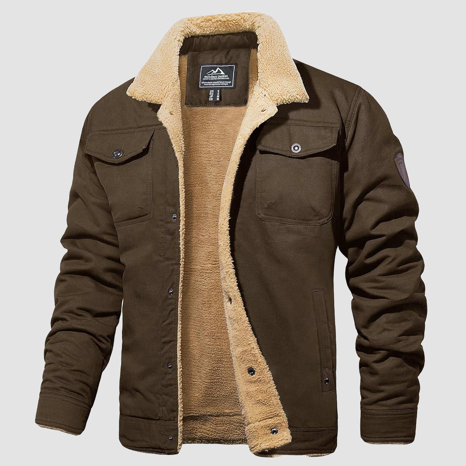 Men's Sherpa Lined Jacket with Multiple Pockets - Warm, Stylish & Functional Outerwear